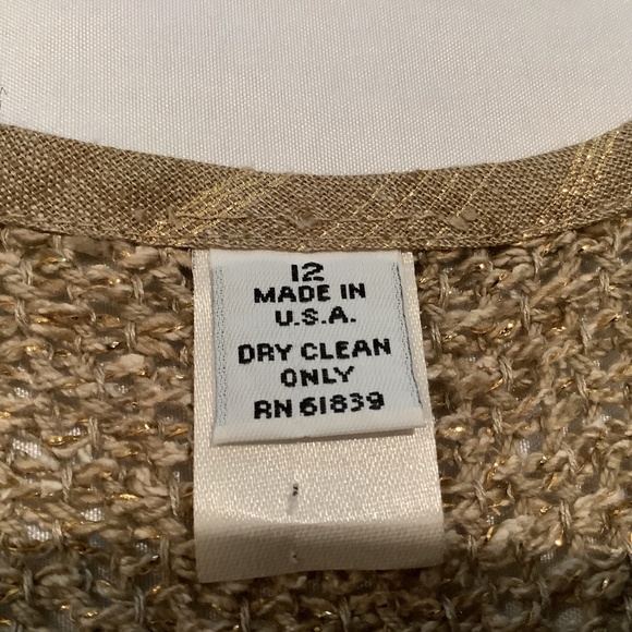 Rickie Freeman for Teri Jon 3-Piece Linen Metallic Casual Pant Suit Set, Size 12 - Picture 6 of 15